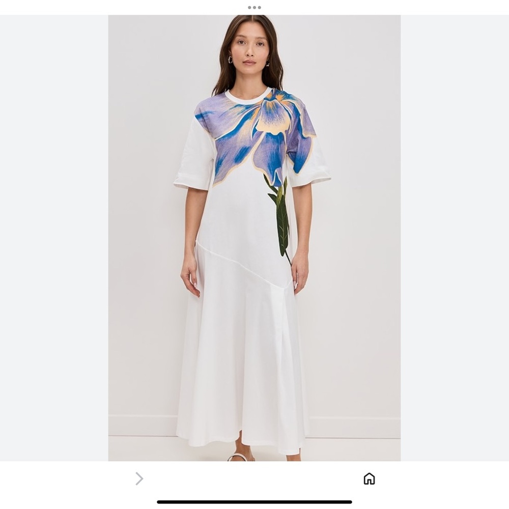 FARM Rio White Maxi Dress with Blue and Purple Floral Accent